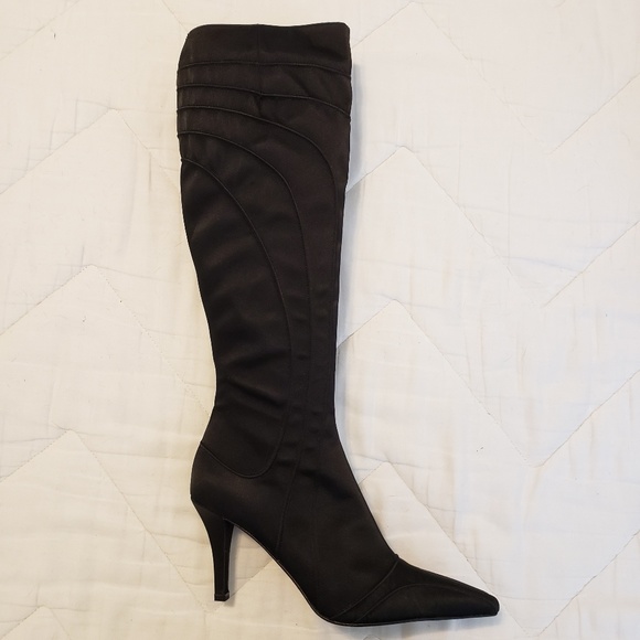 DKNY Shoes - DKNY Black Satin Knee High Boot